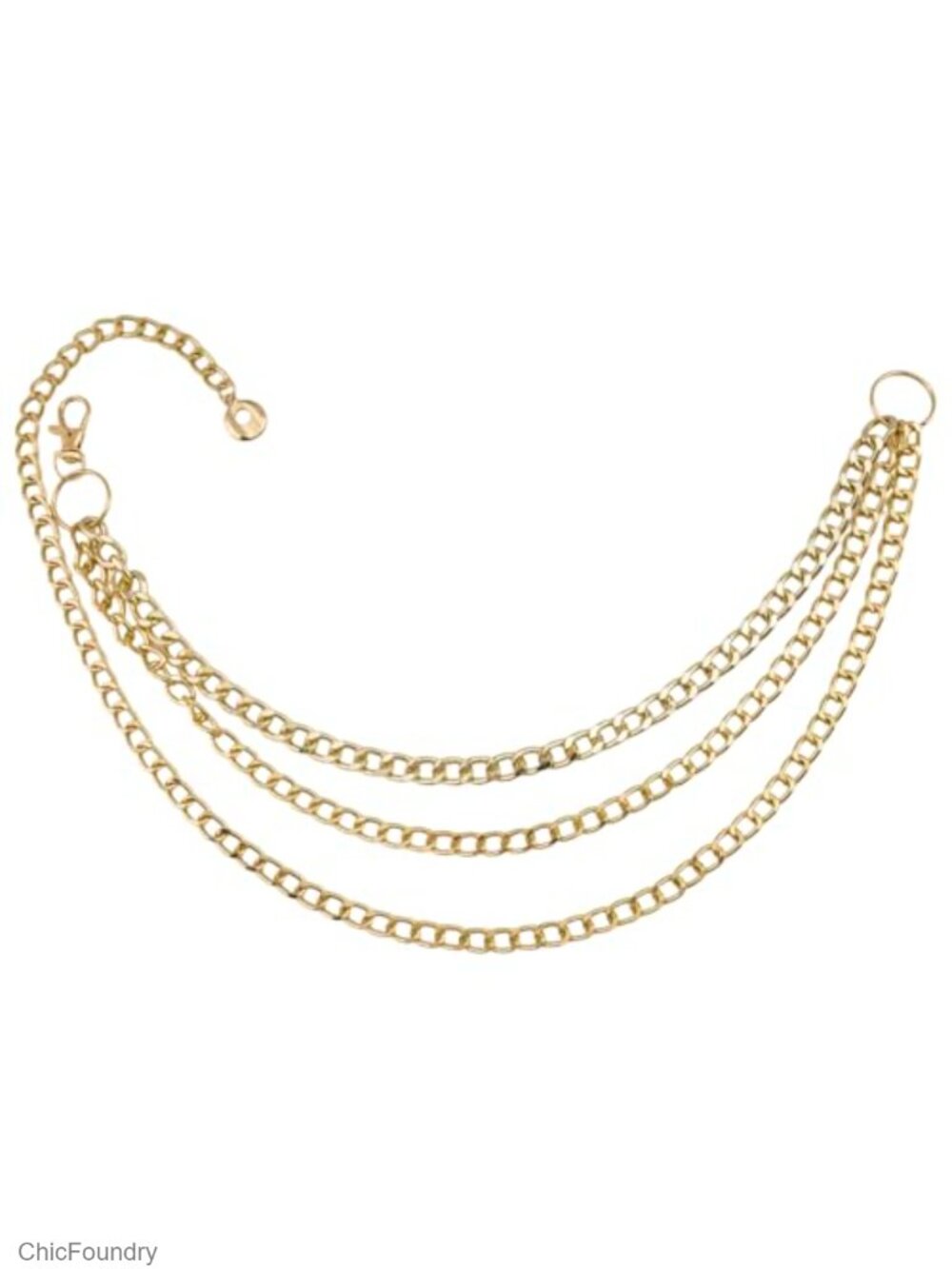 Gold Layered Cuban Link Waist Chain Belt for Dress